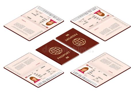 Vector Blank Open Passport Template International Passport With Sample Personal Data Page