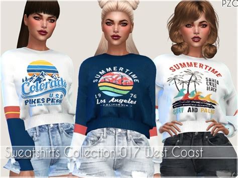 Sweatshirts Collection 017 West Coast By Pinkzombiecupcakes Sims 4