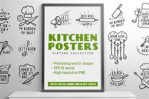 Kitchen Posters Collection Custom Designed Illustrations Creative
