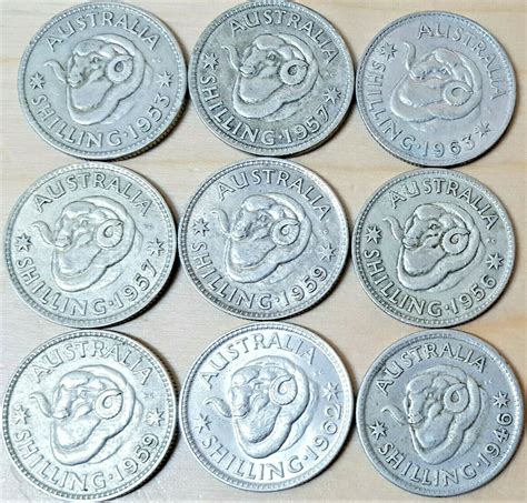 Vintage Australia Shilling Rams Head Silver Coin Currency Pre Decimal