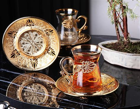 Amazon Com DEMMEX Set Of 6 Turkish Tea Glasses Set With Holders