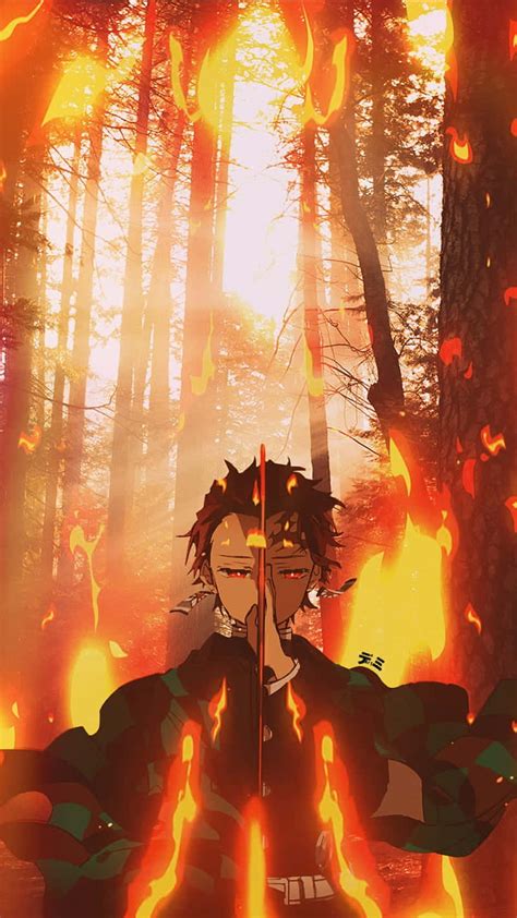 Download Demon Slayer Character Tanjiro Fire Pfp Wallpaper