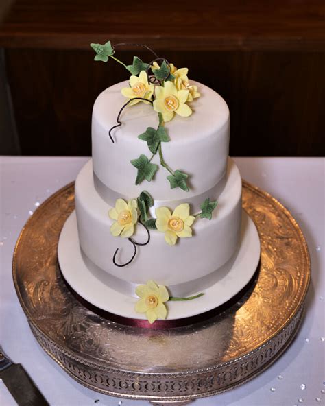 Gretna Two Tier Wedding Cake With Sugar Daffodils Gretna Wedding Cake