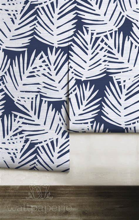 Palm Leaves Navy Wallpaperie