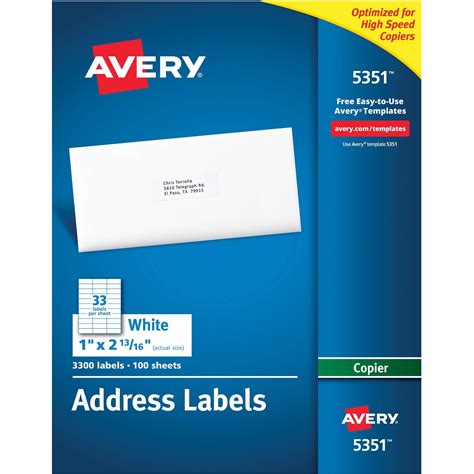 Avery label word kabap refinedtraveler co. Avery Rectangle 1" x 2.81" Mailing Labels - 3300 per box ...