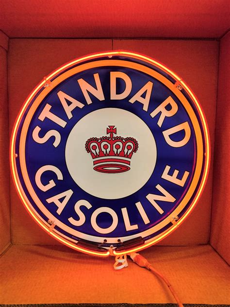 Standard Gasoline Neon Sign Red Crown Signs