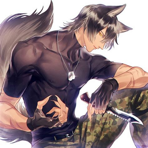 Wolf Boy Anime Blue Hair Anime Boy Anime Demon Boy Fox Hybrid Human