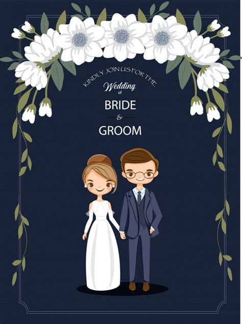 Cute Cartoon Couple For Wedding Invitati Free Vector Freepik