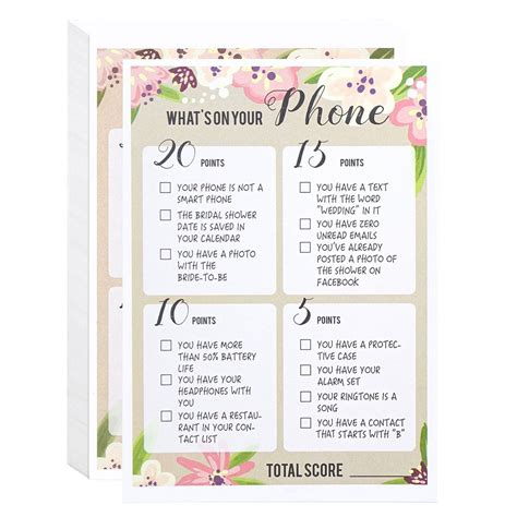 50 Pack Bridal Shower Games Wedding Card Games What Is On Your Phone