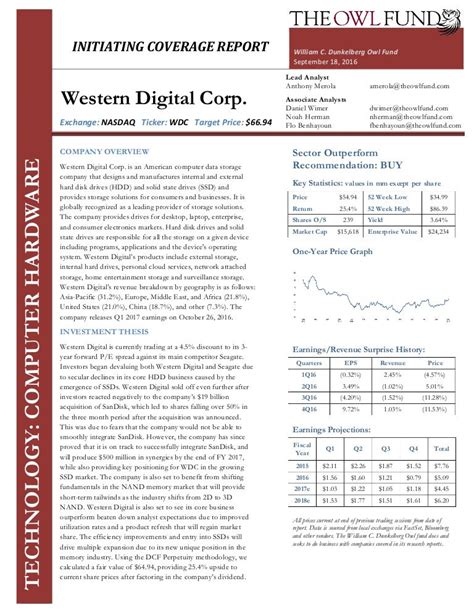 Western Digital Initiating Coverage Report