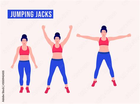 Girl Doing Jumping Jacks Exercise Woman Workout Fitness Aerobic And