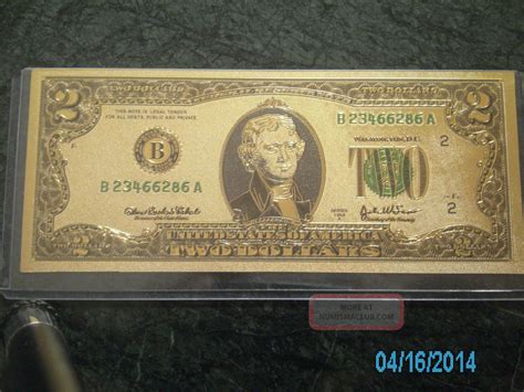 three 24k gold banknote certificates 2 two dollar and 1 five dollar