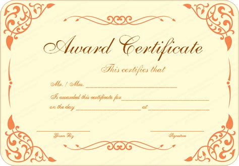 Award Certificate Template Microsoft Word Hq Printable Documents
