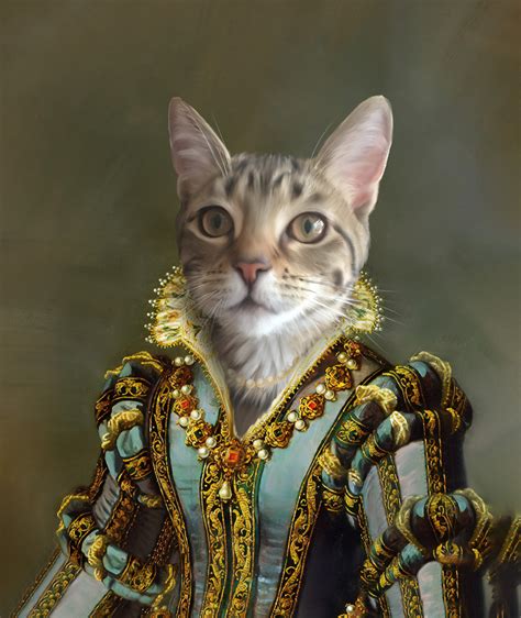 Artstation Royal Classic Pet Cat Portrait Digital Painting