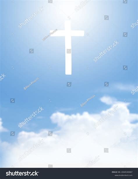 Christian Cross Appears Bright Sky Background Stock Photo 2044549487