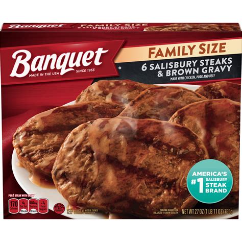 Product title hormel compleats salisbury steak with sliced potatoe. Banquet Family Size Salisbury Steaks and Brown Gravy, Frozen Meal, 27 OZ - Walmart.com - Walmart.com