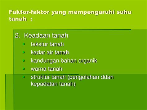 Faktor lain adalah meningkatnya harga tanah sehingga pengguna tidak mampu membayar sewa dan terpaksa menjual tanah tersebut. Faktor Faktor Yang Mempengaruhi Warna Tanah | Ide ...