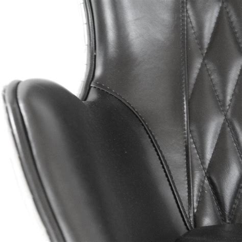 Aviator Egg Office Chair Aluminum Black Leather Swivel Casters