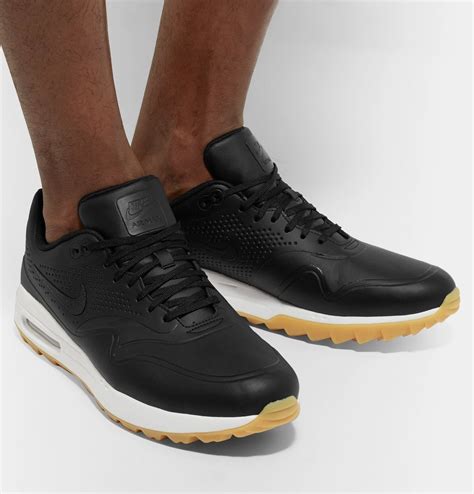 Nike Golf Air Max 1g Faux Leather And Rubber Golf Shoes Black Nike Golf