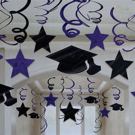 Purple Graduation Swirls Decorations 30 Pack Decoracion De