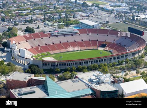 Aerial View Of Los Angeles Memorial Coliseum An Olympic Stadium With A