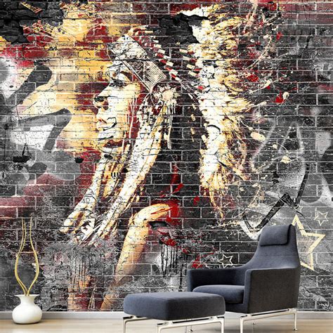 Custom Wallpaper Murals 3d Graffiti Art Wood Grain Brick Bvm Home