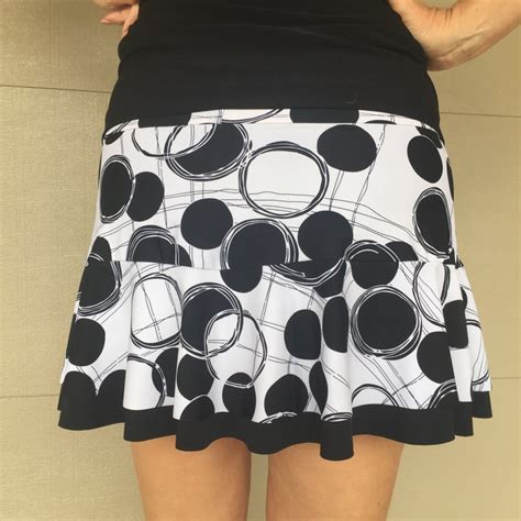 Tennis Skirt Black White Circle Print Ruffle Running Skirt Etsy