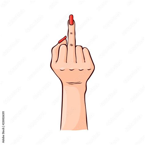 Vector Illustration Of Female Hand Showing Rude Fuck You Gesture In