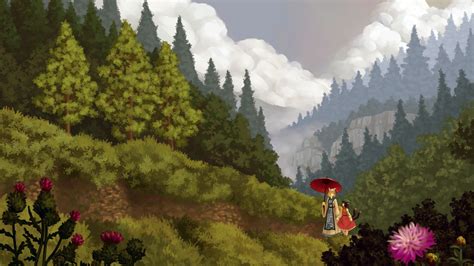 Wallpaper Touhou Anime Digital Nature Walking Women Mountains