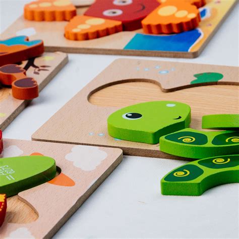 Bitsy Toys Wooden Toddler Puzzles 4 Sets
