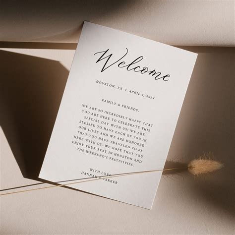 Calli Printable Wedding Welcome Letter Wedding Welcome Bag Etsy