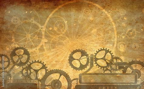 Vintage Steampunk Cogs Gears And Wheels Frame Background Old Retro