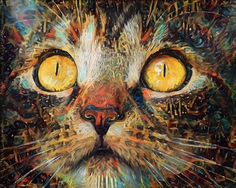 Cat Wall Art Tabby Cat Print Abstract Cat Art Pet T Cat Etsy