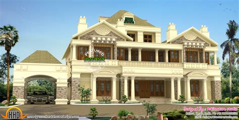 Luxury Colonial Style Slope Roof Home Kerala Home Design And Floor