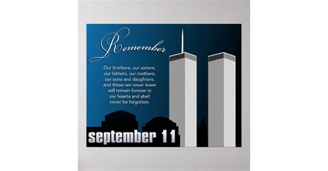 911 September 11th Wtc Remembrance Poster Zazzle