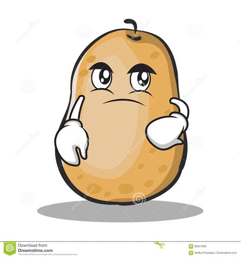 Confused Potato Character Cartoon Style Stock Vector