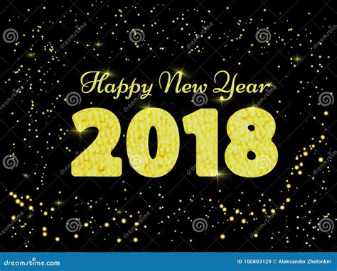 Vector Illustration Of Happy New Year 2018 Gold And Black Collors