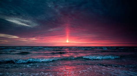 Purple Beach Sunset Hd Sunset Over Ocean Ocean Wallpaper Sunset