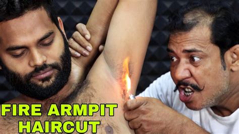 Asmr Fire Armpit Haircut By Asim Barber Head Massage And Neck Cracking