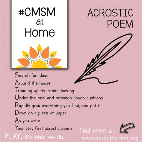 Acrostic Poem Cmsmathome Childrens Museum Of Southern Minnesota