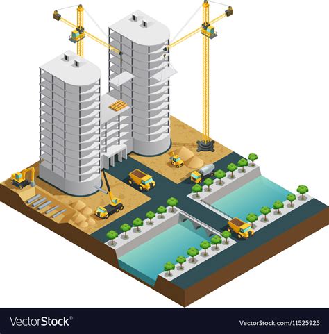Construction Isometric Composition Royalty Free Vector Image