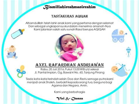 Download bingkai walimatul aqiqah koleksi undangan, desain undangan contoh, undangan, unik. TASYAKURAN AQIQAH | Kartu nama, Undangan pernikahan, Kartu ...