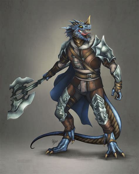 Artstation Character Design Blue Dragonborn Fighter And Others Anna
