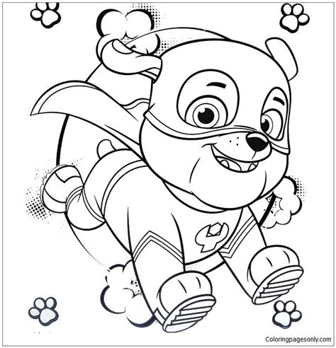 Super Hero Rubble Paw Patrol Coloring Pages Cartoons Coloring Pages