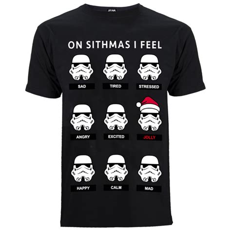 The most common star wars t shirt material is cotton. Star Wars Men's Stormtrooper Emotions Christmas T-Shirt ...
