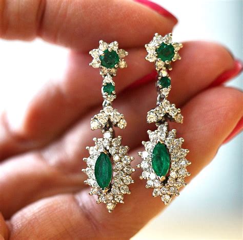 1950s Diamond And Emerald Drop Earrings The Verma Group