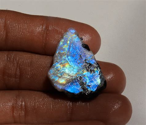 Genuine Raw Rainbow Moonstone Rough Gemstone Chunk Blue And Etsy