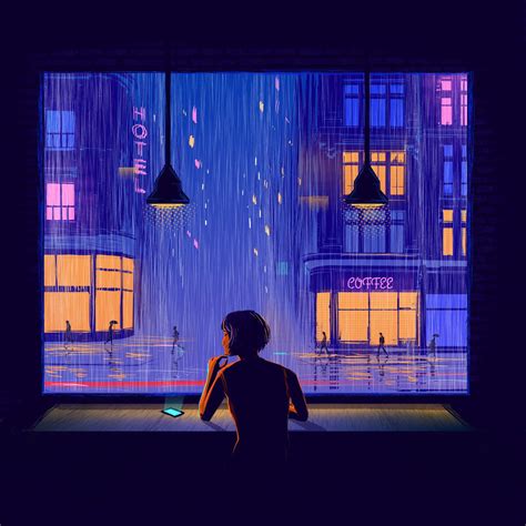 Pin By Emily Lindner On Rainy Day In 2020 Night Illustration Window