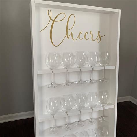 Wine Wall With Stand Holds 15 Red White Glasses Wine Bar Etsy In 2021 Wine Wall Champagne