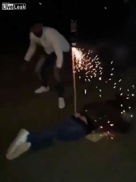 Firework Launched From Mans Bottom In Prank Which Goes Terribly Wrong As Flames Engulf His